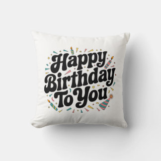 Retro Confetti Birthday Cushion