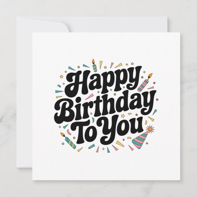 Retro Confetti Birthday Invitation (Front)