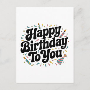 Retro Confetti Birthday Invitation Postcard