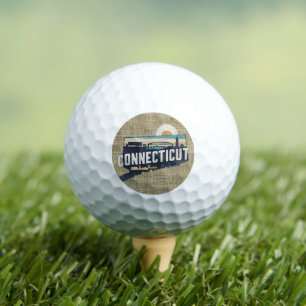 Retro Connecticut Scenic Silhouette Golf Balls