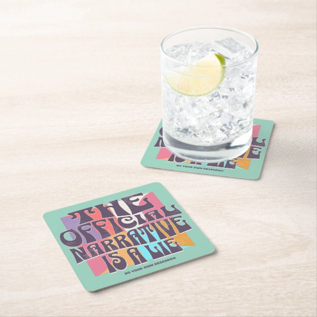 Retro Conspiracy Theory Square Paper Coaster (Insitu)