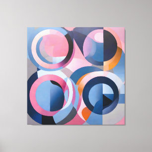 Retro Contemporary Art in Subtle Tints Pink Blue Canvas Print