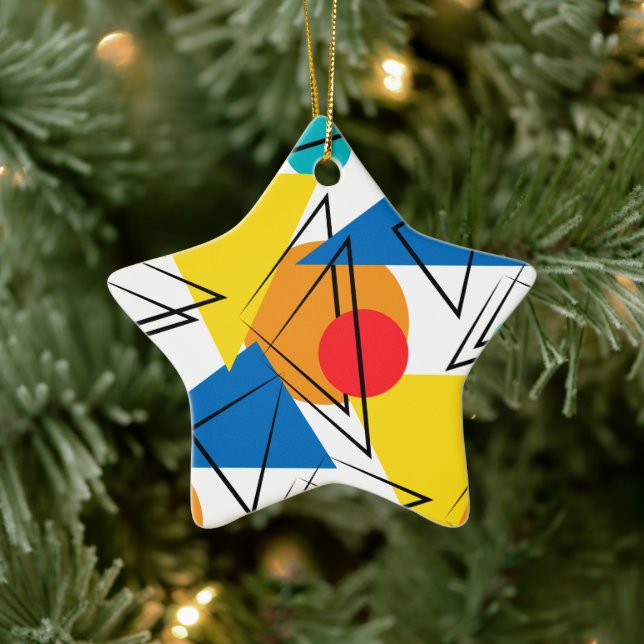 Retro Contemporary Geometric Colourful Pattern Ceramic Ornament (Tree)