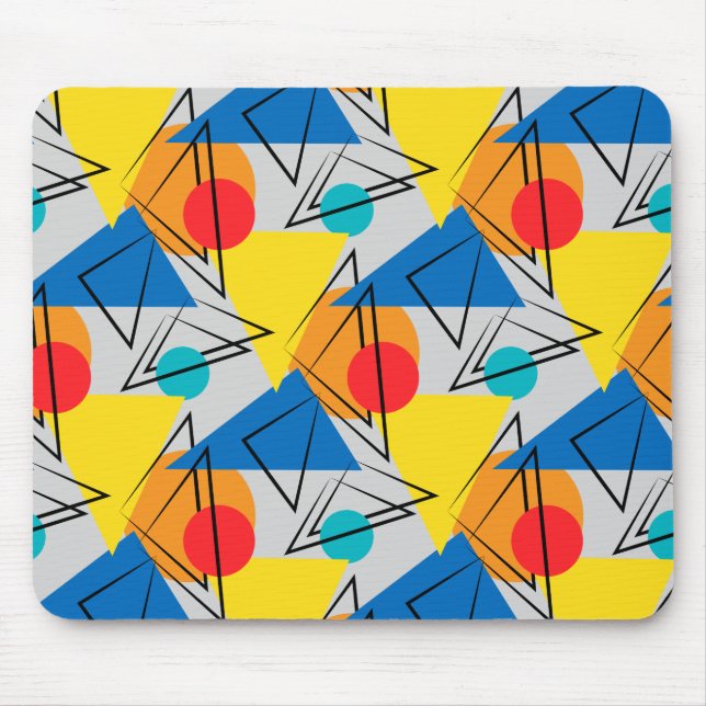 Retro Contemporary Geometric Colourful Pattern Mouse Pad (Front)