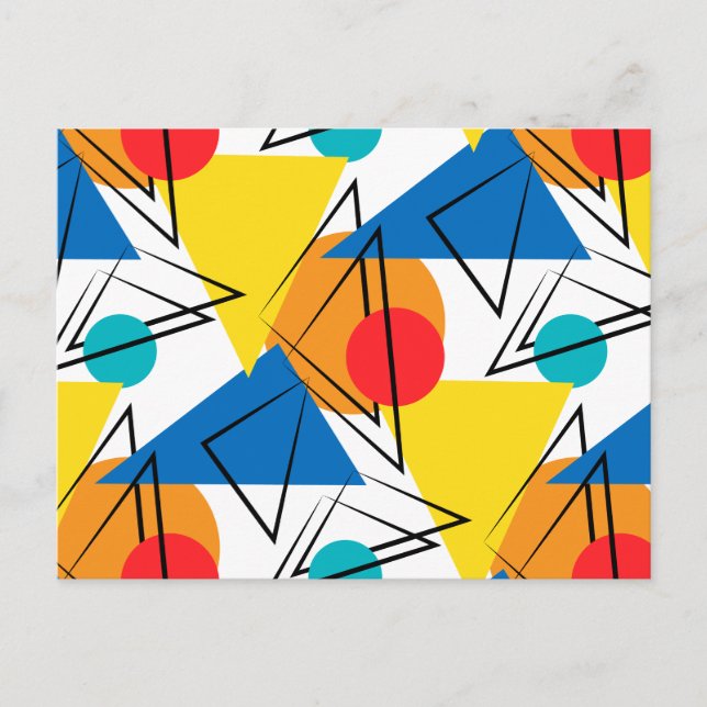 Retro Contemporary Geometric Colourful Pattern Postcard (Front)