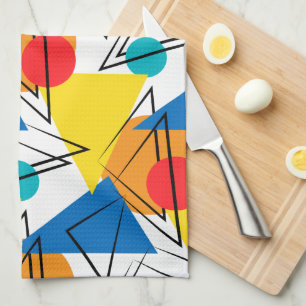 Retro Contemporary Geometric Colourful Pattern Tea Towel