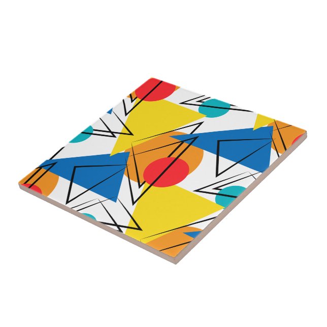 Retro Contemporary Geometric Colourful Pattern Tile (Side)