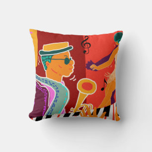 Retro contrast music festival jazz cushion