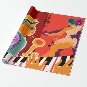 Retro contrast music festival jazz wrapping paper