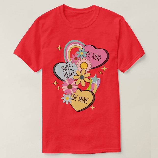 Retro Conversation Hearts Be Kind Sweetheart Be Mi T-Shirt (Design Front)