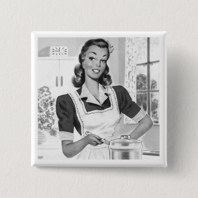 Retro Cook 15 Cm Square Badge (Front)