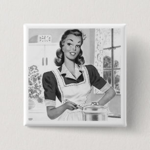 Retro Cook 15 Cm Square Badge