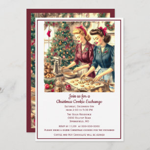Retro Cook Exchange Christmas  Invitation