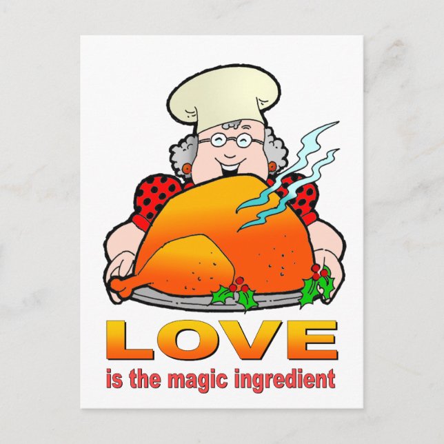 Retro Cooking Design.Love Is The Magic Ingredient. Postcard (Front)