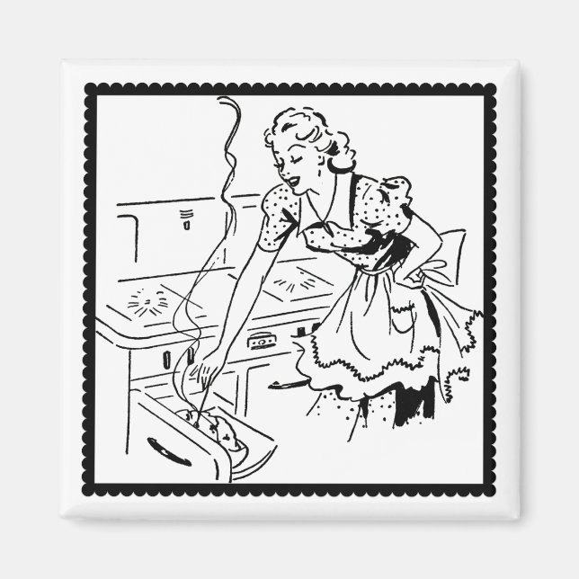 Retro Cooking Mum Magnet (Front)