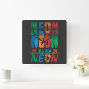 Retro, Cool and Striking Neon Square Wall Clock