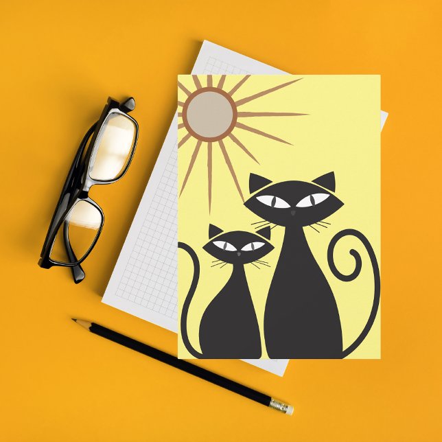 Retro Cool Black Cat Blank Greeting Card (Creator Uploaded)