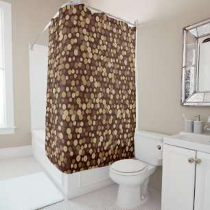 Retro Cool Brown Dots Bathroom Shower Curtain