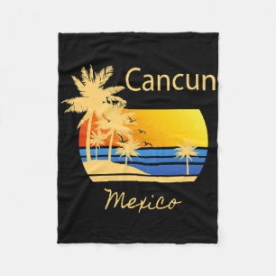 Retro Cool Cancun Original Mexico Beaches Novelty Fleece Blanket