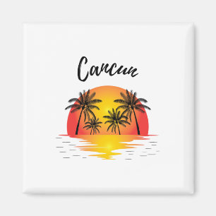 Retro Cool Cancun Original Mexico Beaches Sunset N Magnet