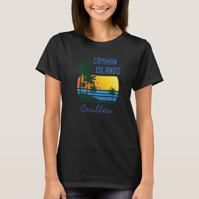Retro Cool Cayman Islands Original Beach Sunset T-Shirt (Front)