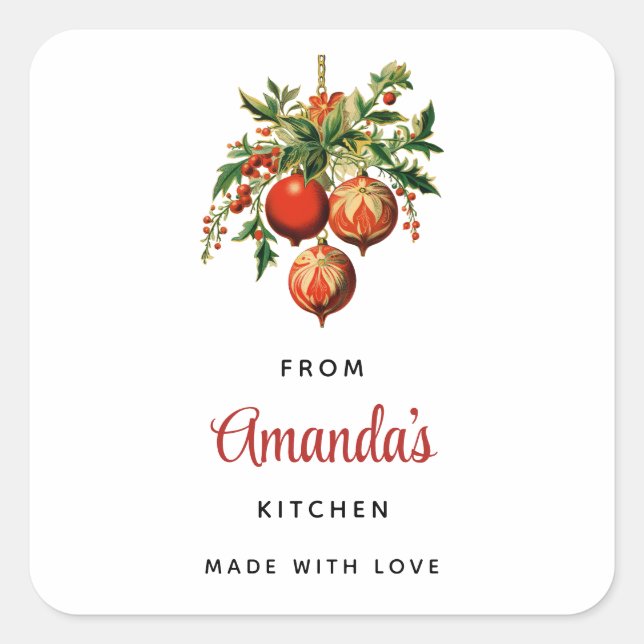 Retro Cool Christmas Tree Decorations Kitchen Square Sticker (Front)