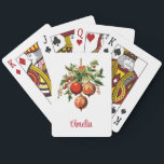 Retro Cool Christmas Tree Decorations Playing Cards<br><div class="desc">Playing cards with a vintage style illustration. 3 red Christmas baubles surrounded by green holly and berries. Stylish retro design.</div>