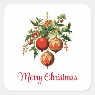 Retro Cool Christmas Tree Decorations Square Sticker