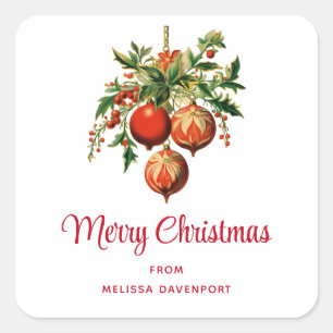 Retro Cool Christmas Tree Decorations Square Sticker