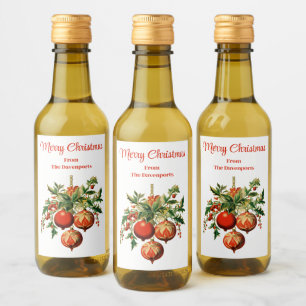 Retro Cool Christmas Tree Decorations Wine Label
