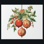 Retro Cool Christmas Tree Decorations Wrapping Paper<br><div class="desc">Wrapping paper with a vintage style illustration. 3 red Christmas baubles surrounded by green holly and berries. Stylish retro design.</div>