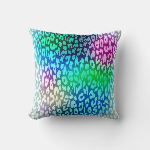 Retro Cool Colourful Leopard Print Skin Fur Cushion
