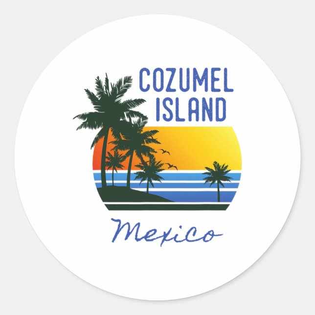 Retro Cool Cozumel Original Mexico Beaches Women M Classic Round Sticker (Front)