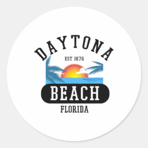 Retro Cool Daytona Beach Mens Womens Florida Beach Classic Round Sticker