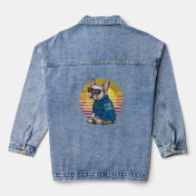 Retro Cool French Bulldog Denim Jacket