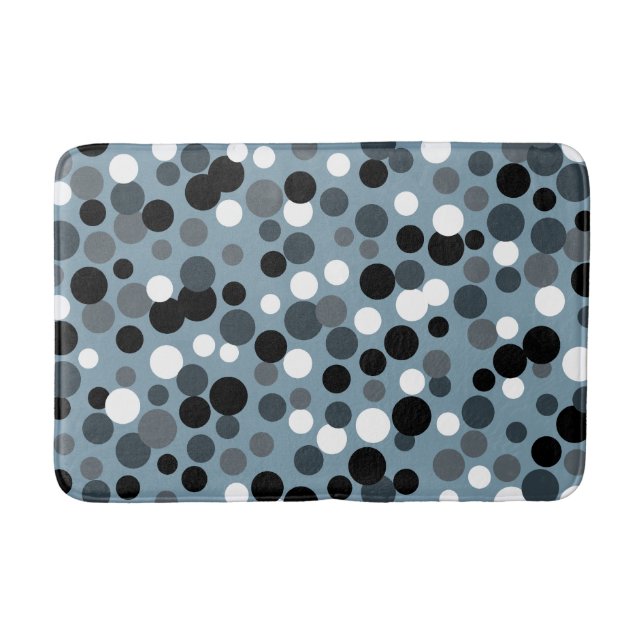 Retro Cool Grey Dots Bathroom Rug Bath Mat (Front)
