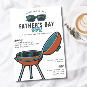 Retro Cool Grill Sunglasses Father's Day BBQ Party Invitation