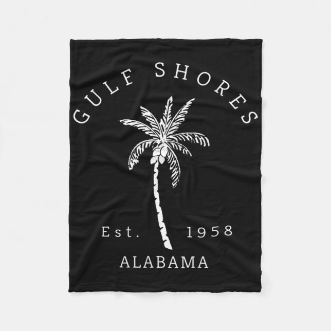 Retro Cool Gulf Shores Al Beach Palm Tree Graphic  Fleece Blanket (Front)