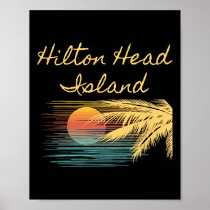 Retro Cool Hilton Head Mens Womens Sc Beaches Tee Poster