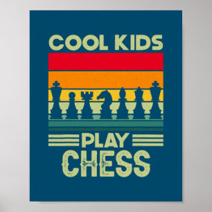 Retro Cool Kids Play Chess Checkmate Chess Poster
