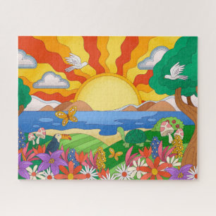 Retro Cool Landscape Jigsaw Puzzle