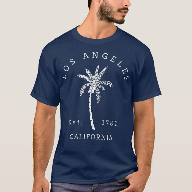 Retro Cool Los Angeles California Palm Tree Art T-Shirt (Front)