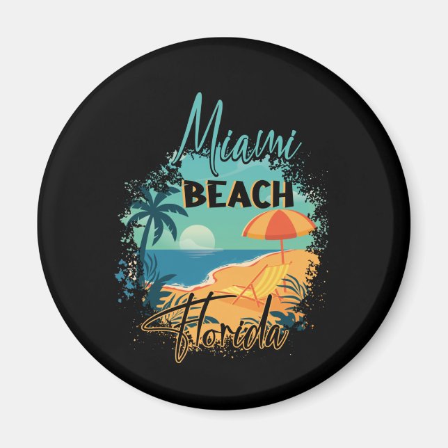 Retro Cool Miami Florida Beach Summer Vacation Magnet (Front)