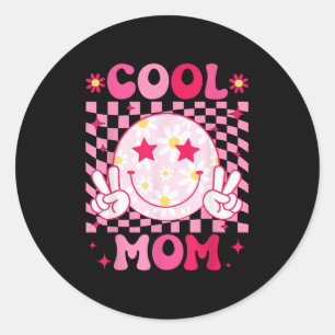 Retro Cool Mom Smile Nk, Mom Life Funny For Women  Classic Round Sticker