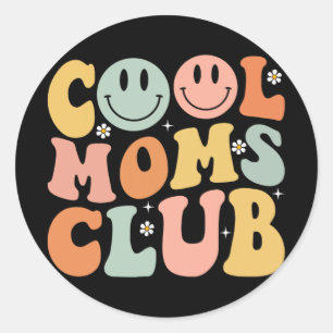 Retro Cool Moms Club Mum Smile Happy Face Mothers  Classic Round Sticker