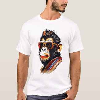 Retro cool monkey king wearing sunglasses t-shirt