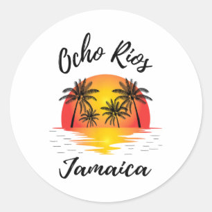 Retro Cool Ocho Rios Beaches Vintage Sunset Novelt Classic Round Sticker