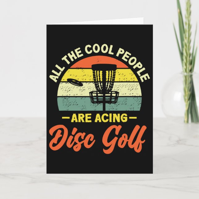 Retro Cool People Acing Disc Golf  Card (Front)