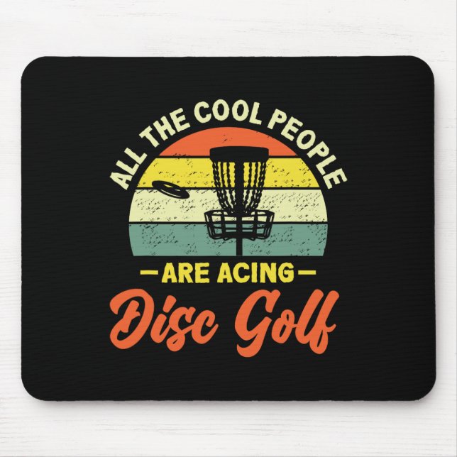 Retro Cool People Acing Disc Golf  Mouse Pad (Front)