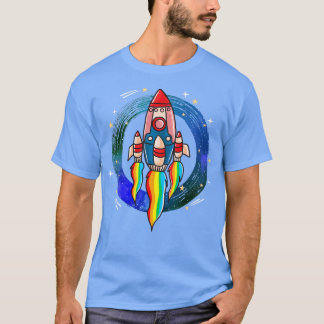 Retro Cool Rocket Ship Space T-Shirt
